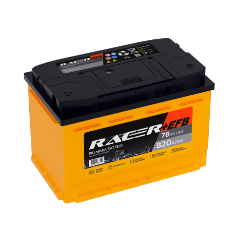фото Аккумулятор RACER +EFB 78 обр (L3.0, KN)