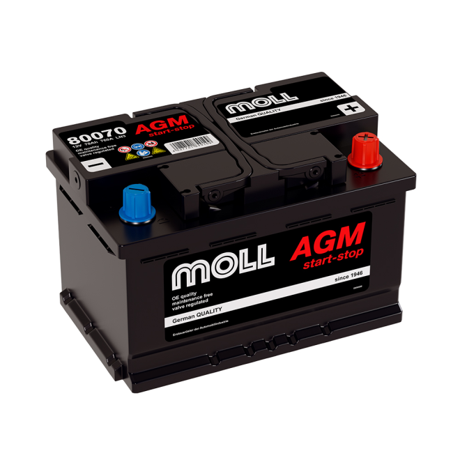 Аккумулятор MOLL AGM 70 обр (L3.0, 80070)