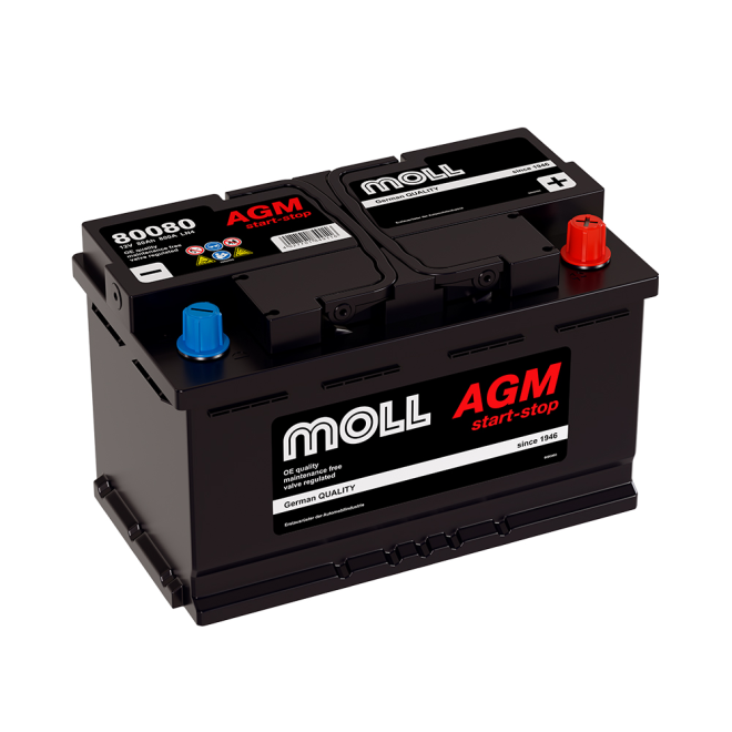 Аккумулятор MOLL AGM 80 обр (L4.0, 80080)