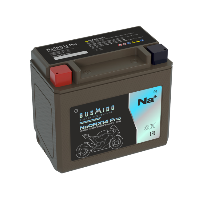 Мото BUSHIDO NaCRX14 pro (YTX14-BS, 13,5Ah) пр